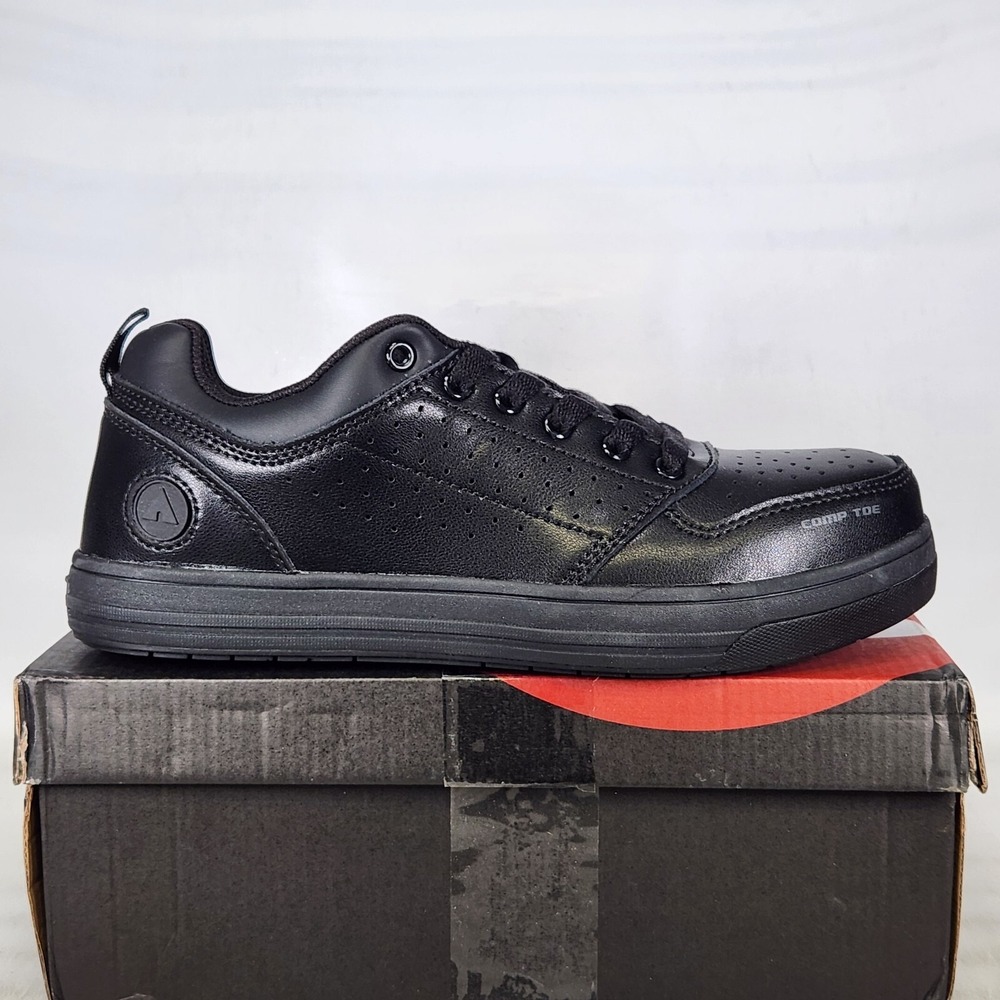Airwalk Arena Work Shoes Women Size 8.5 WIDE Black Composite Toe Slip Resistant